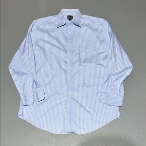 Jos. A Bank Travelers Collection Blue Tailored Fit Button Down Shirt (16.5 x 33)